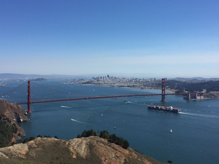 Golden Gate Bridge from Hawk Hill in San Francisco, California