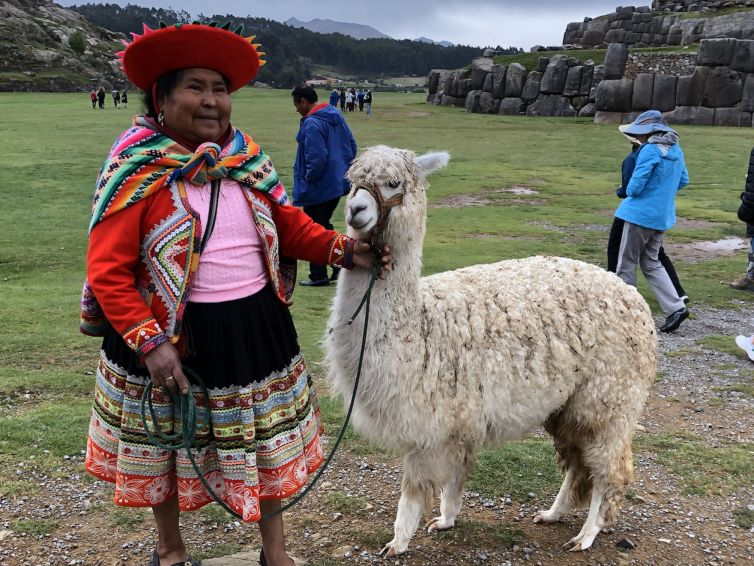 Woman and her Alpaca in Cusco, Peru